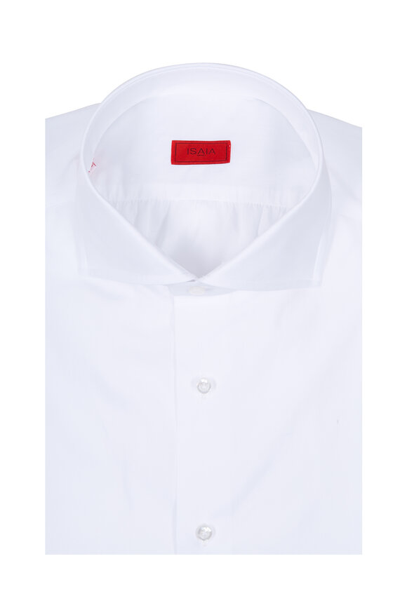 Isaia Solid White Dress Shirt