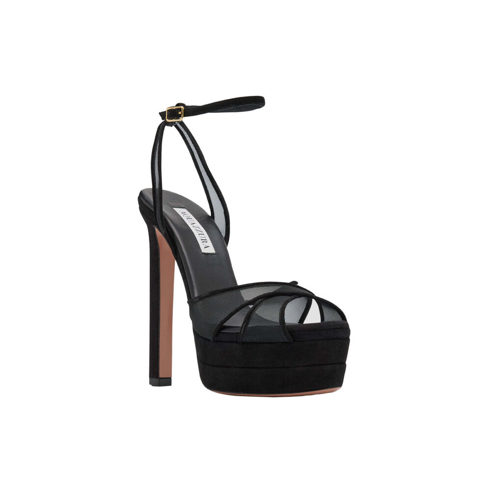 Aquazzura Divine Mesh Platform Sandal in Black - Main Image