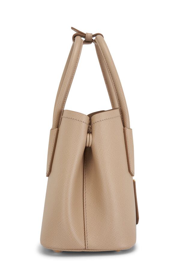 Prada - Mini Double Tan Saffiano Leather Bag