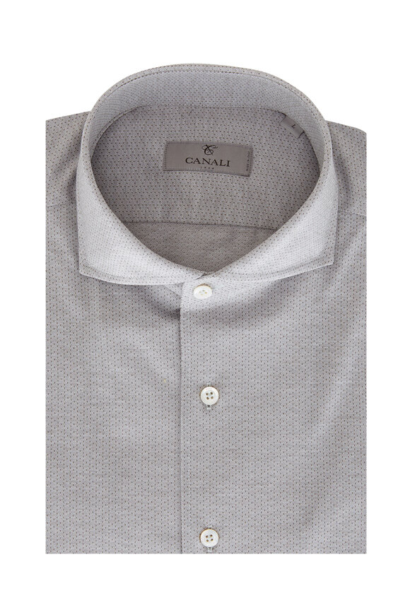 Canali Tan Micro Neat Sport Shirt  - view 1