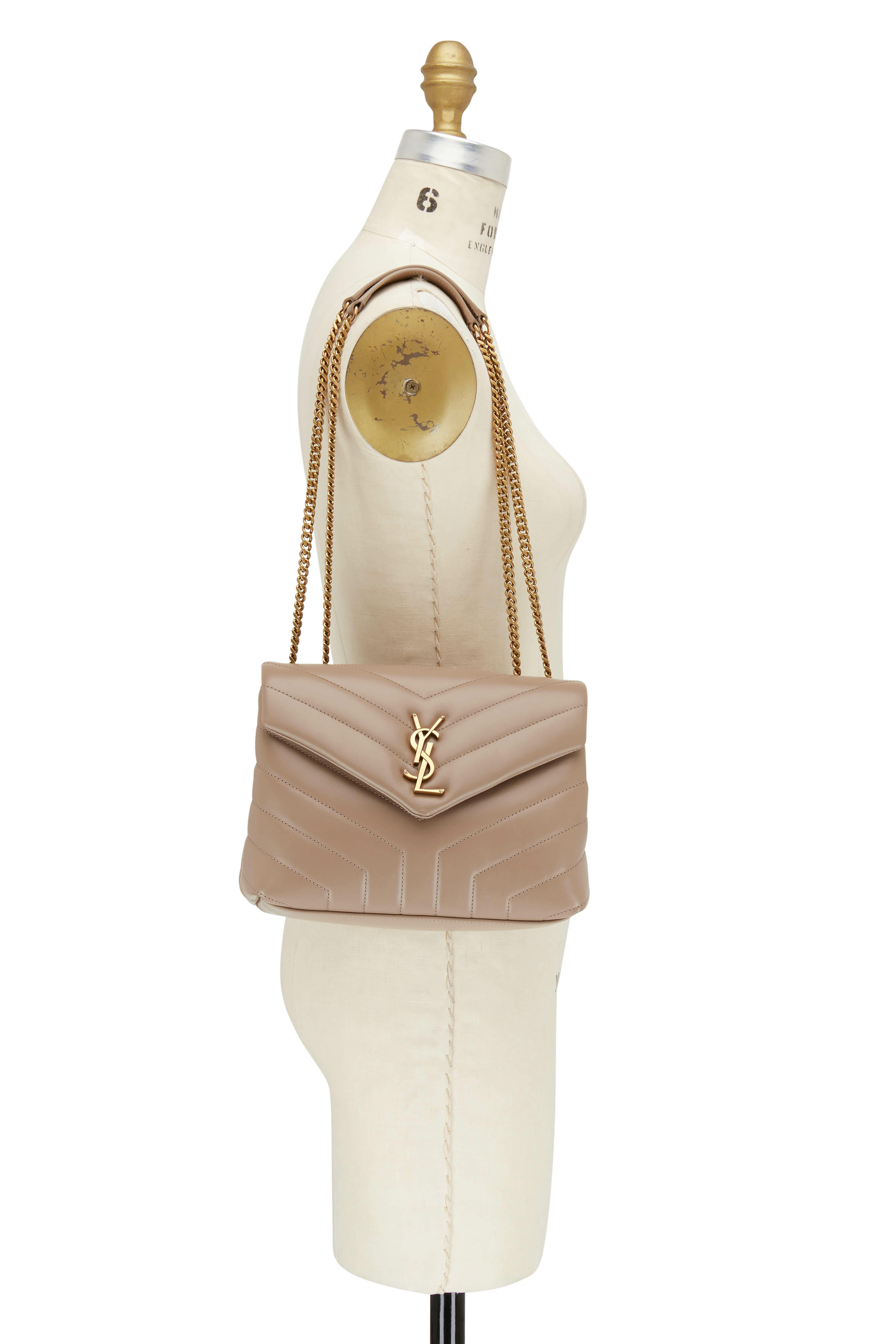 Saint Laurent - Loulou Beige Quilted Leather Chain Small Bag