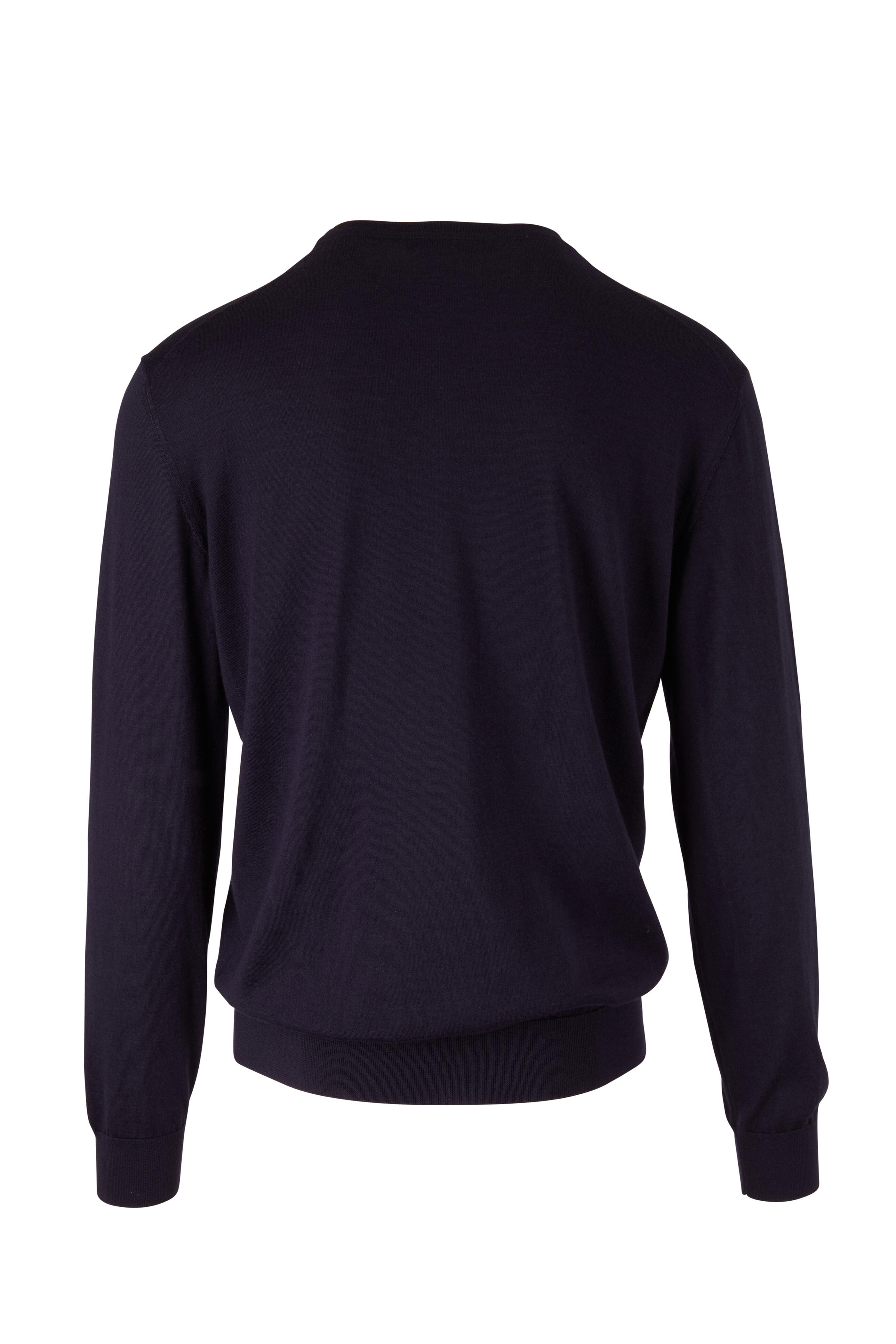 Zegna - Navy Cashmere & Silk Crewneck Pullover | Mitchell Stores