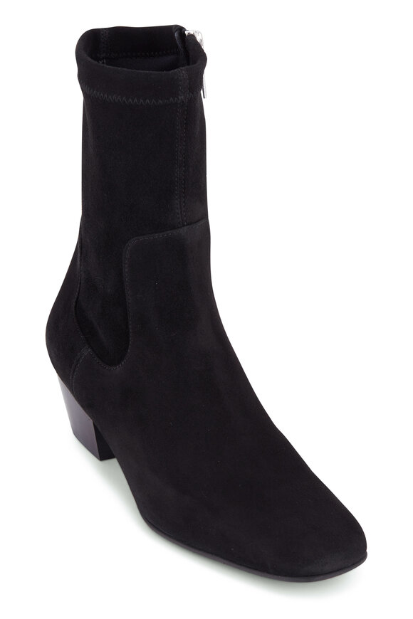 Aquatalia - Sandi Black Stretch Suede Bootie, 45mm