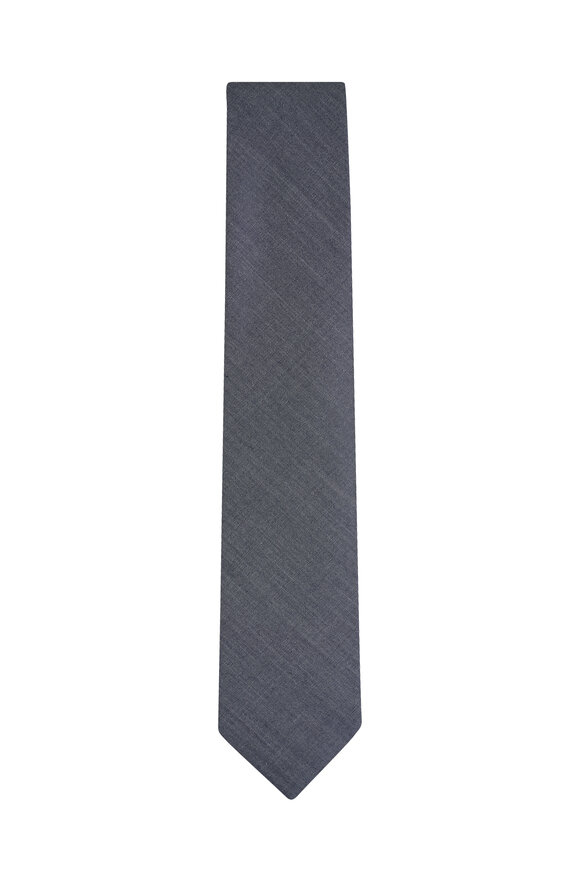 Brioni Solid Gray Wool Tie 