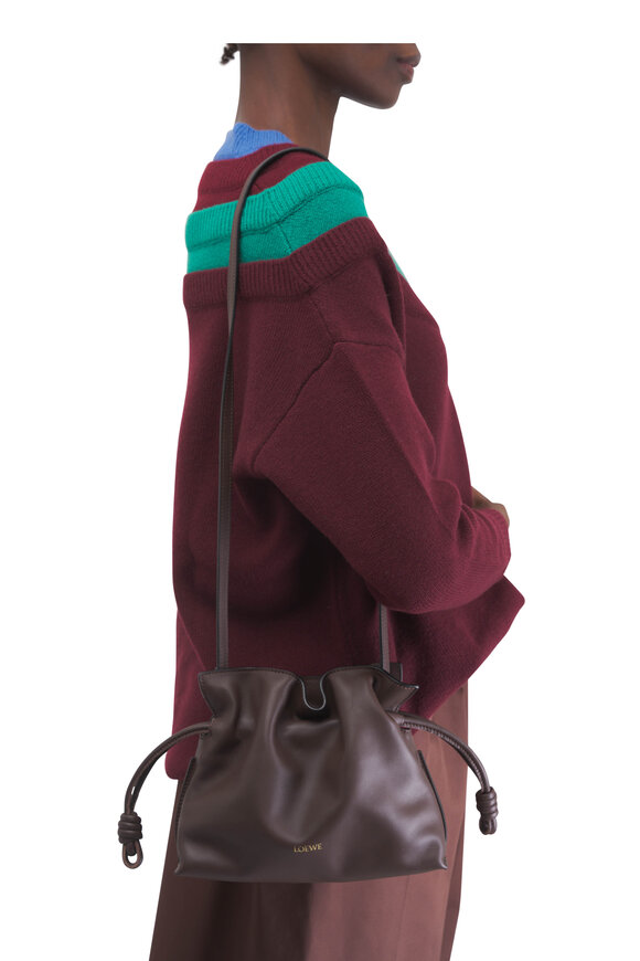 Loewe Mini Flamenco Chocolate Leather Knot Clutch - view 2