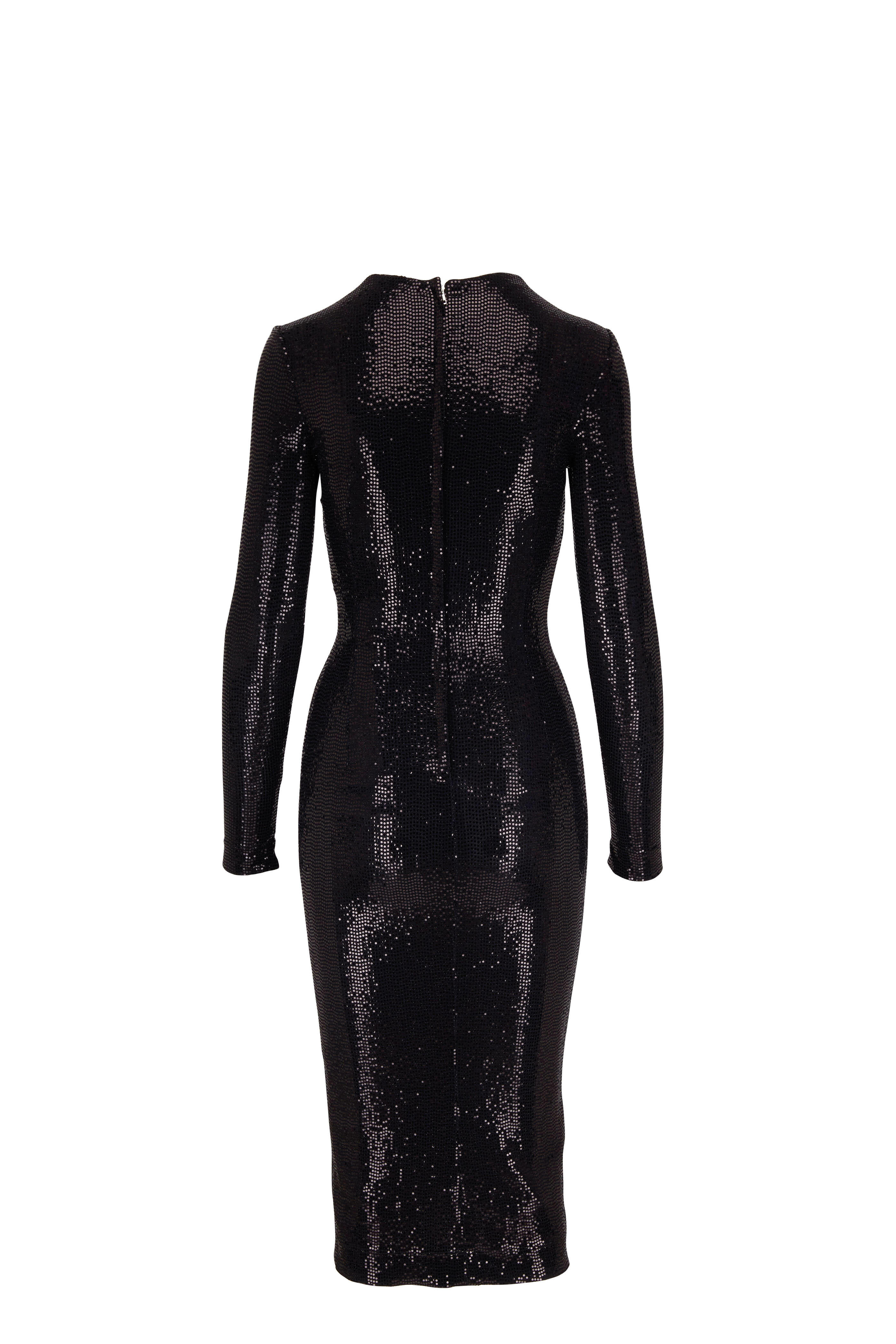 Dolce & Gabbana - Black Sparkly Long Sleeve Midi Dress Dolce & Gabbana - Black Sparkly Long Sleeve Midi Dress