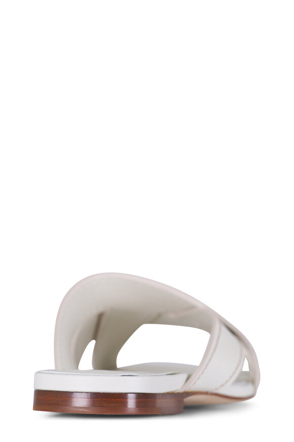 Tod's White Square Strappy Leather Flat Slide - view 4