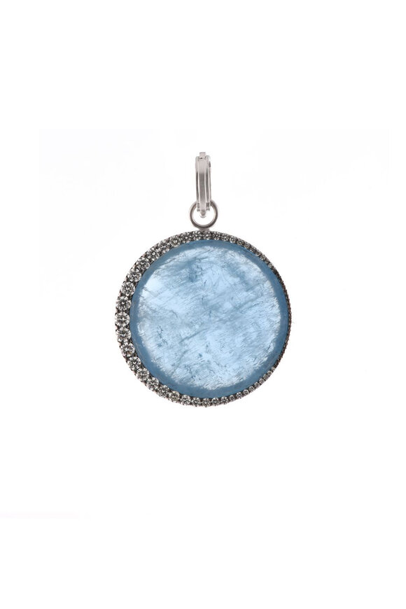 Sylva & Cie Aquamarine & Diamond Moon Pendant