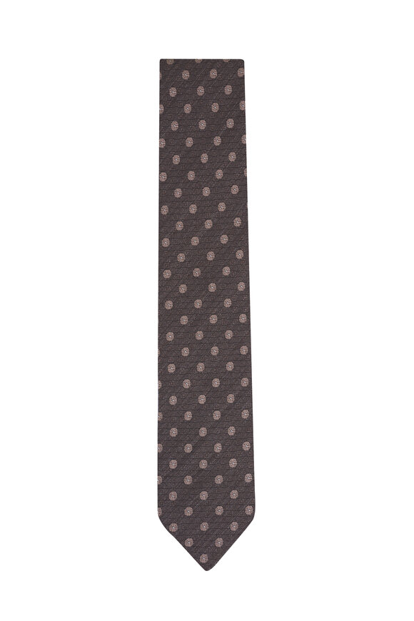 Eton Brown Floral Woven Silk Tie - view 1
