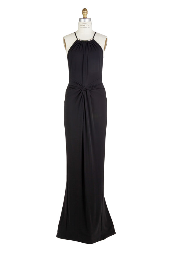 Michael Kors Collection - Black Necklace Halter Gown