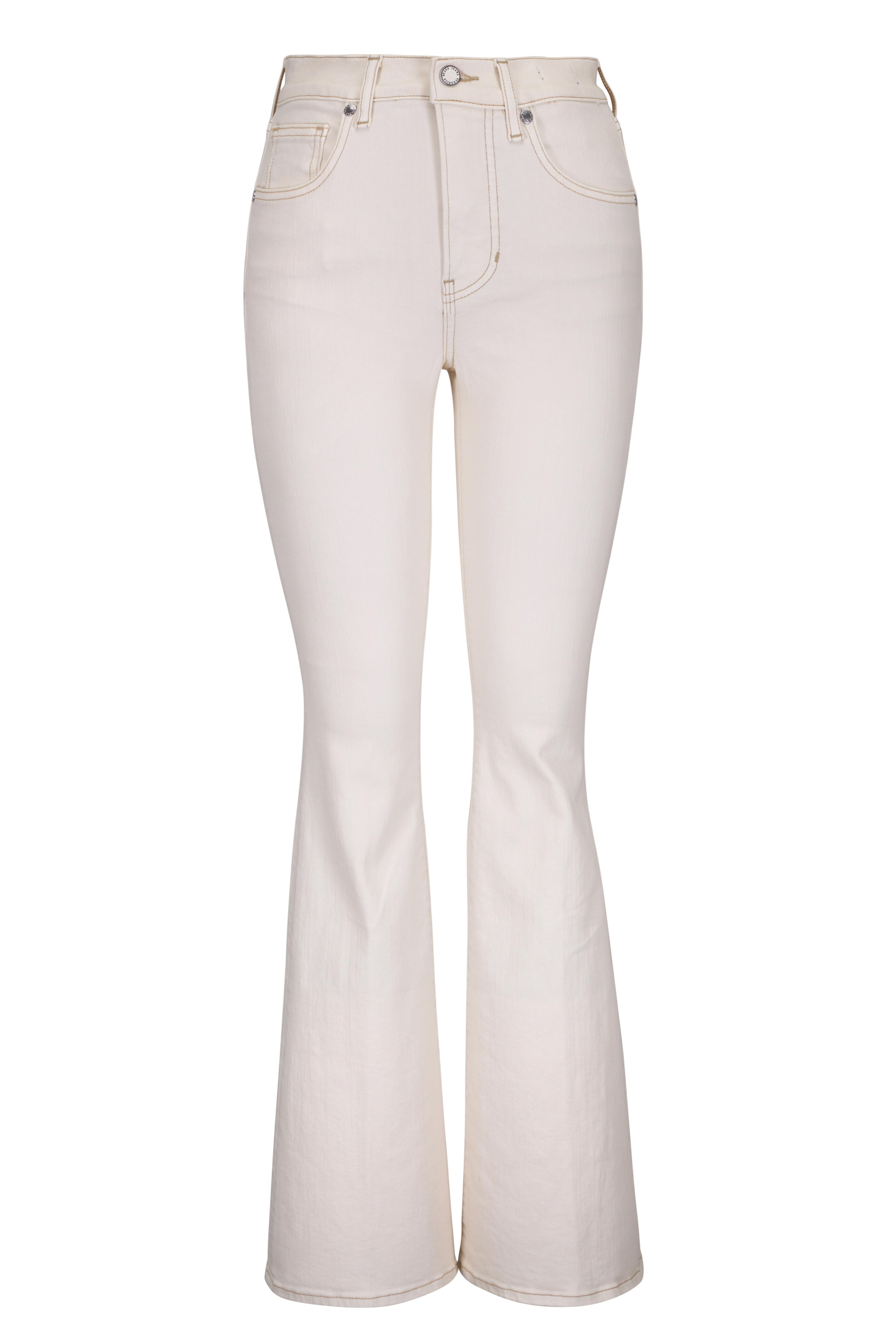 Veronica Beard - Beverly Ecru Skinny High-Rise Flare Jean
