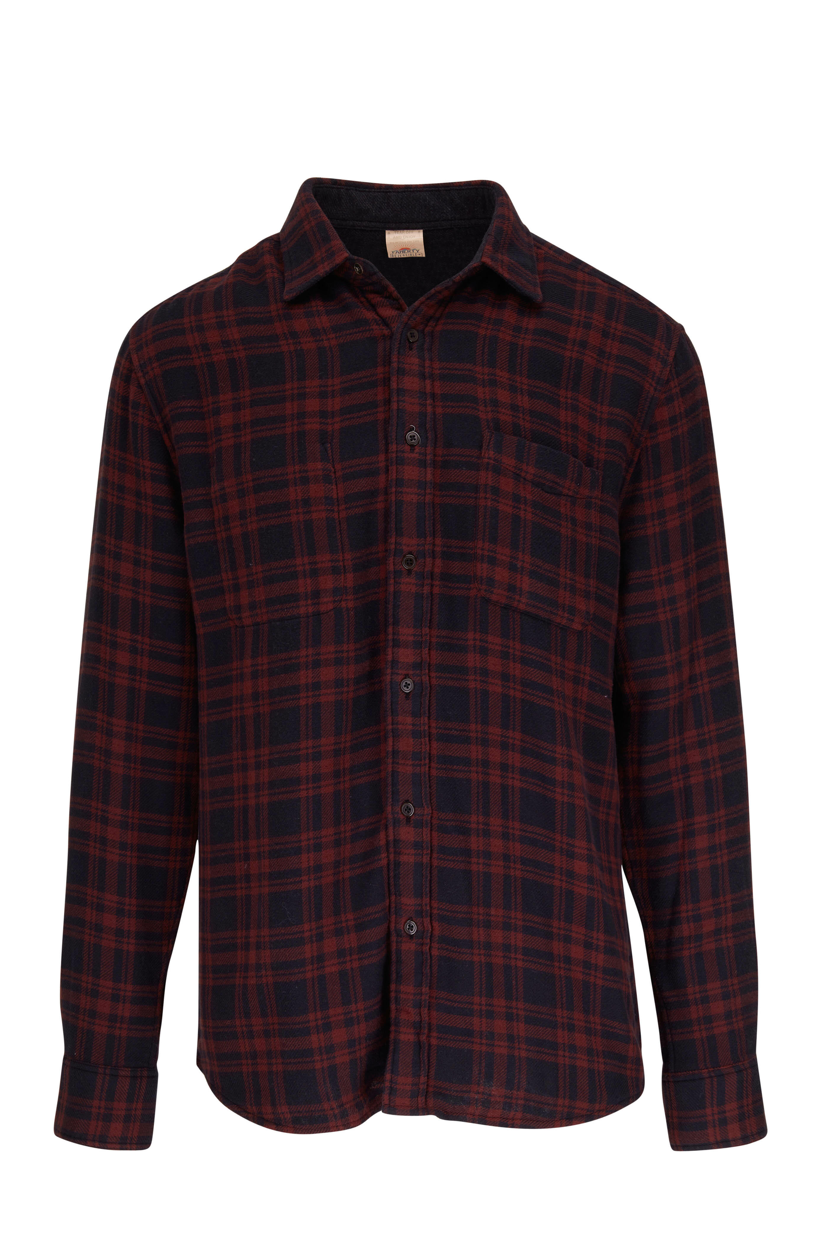 Faherty Brand - Navy & Burgundy Rawlins Plaid Reversible Shirt