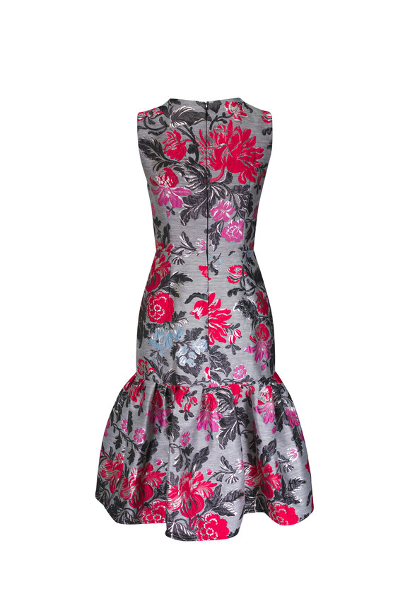 Carolina Herrera - Metallic Floral Flounce Midi Dress