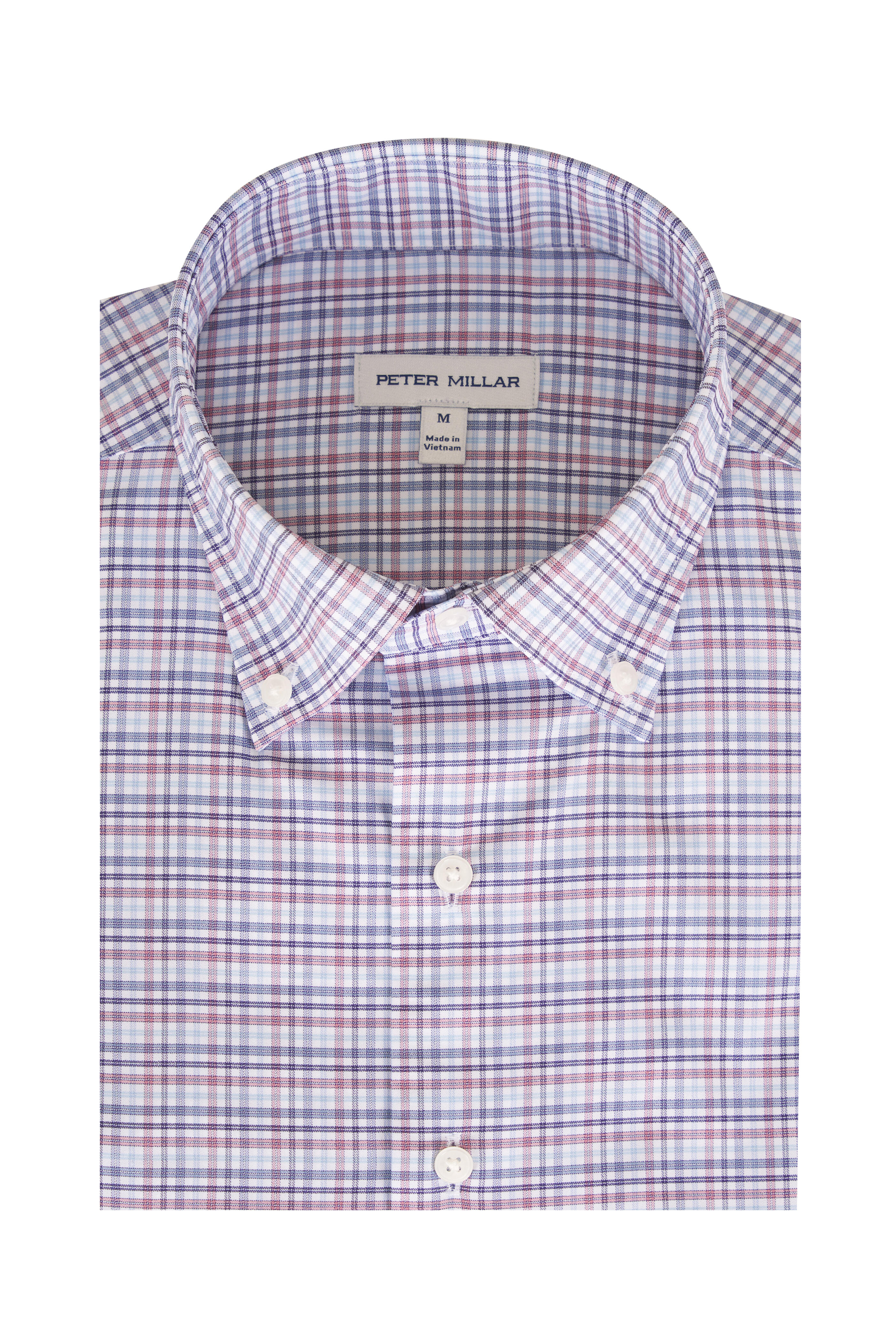 Peter Millar - Wayne Blue Check Performance Twill Sport Shirt - view 1