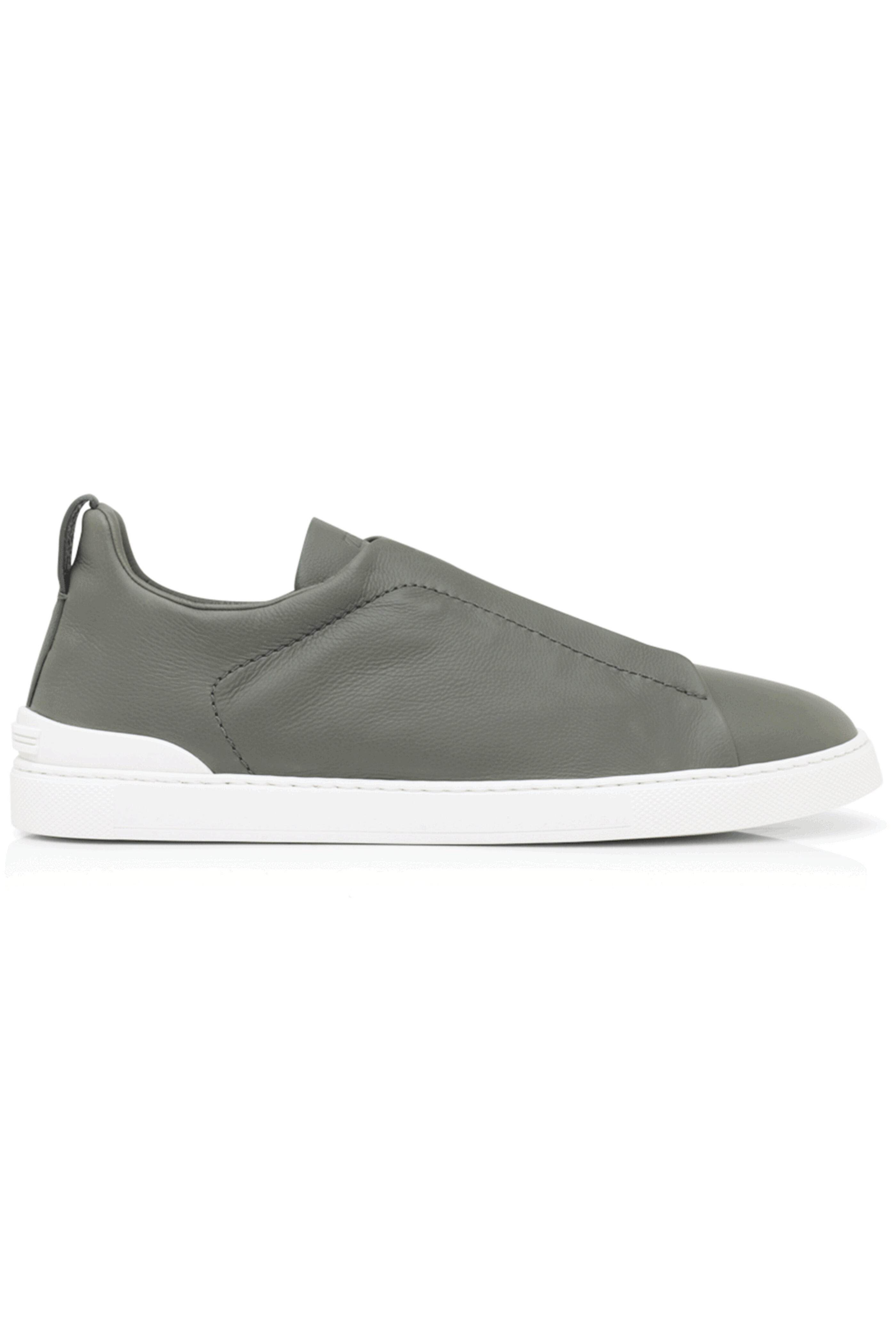 Zegna - Leather Triple Stitch Sneaker in Sage