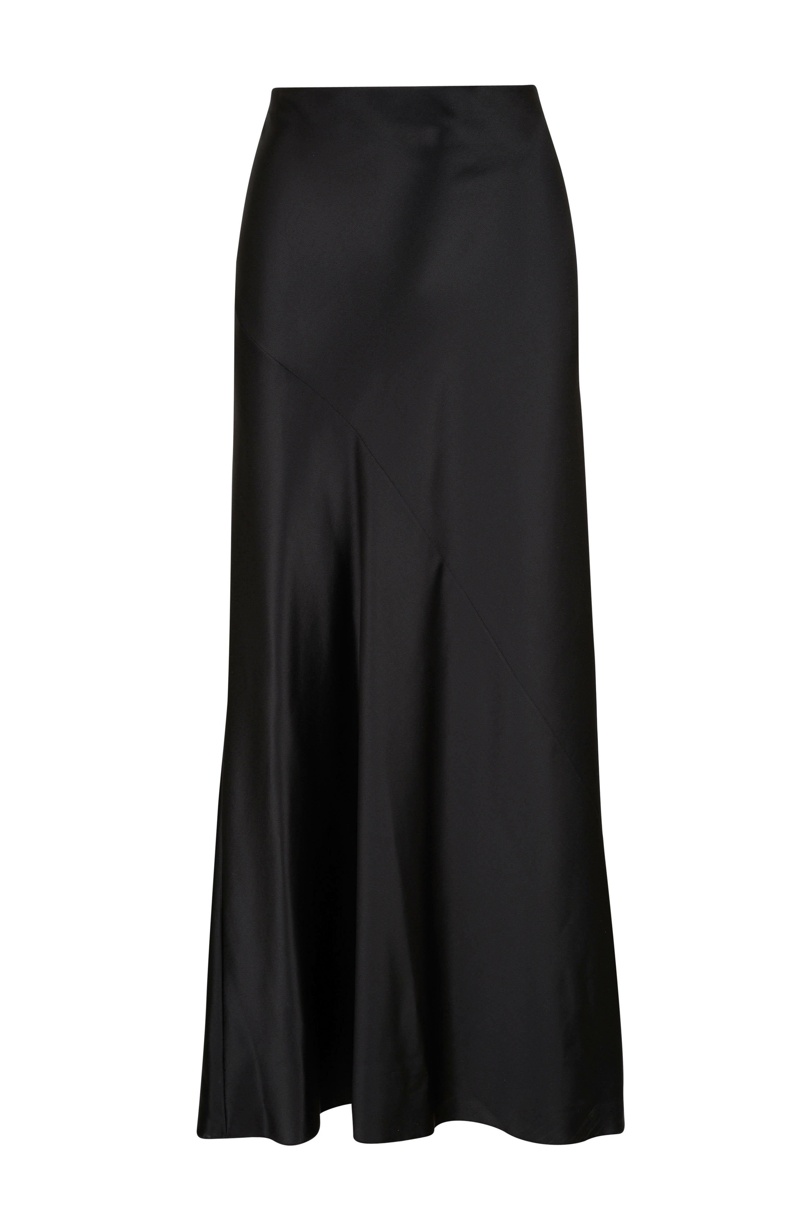 Saint Laurent - Black Satin Midi Skirt | Mitchell Stores