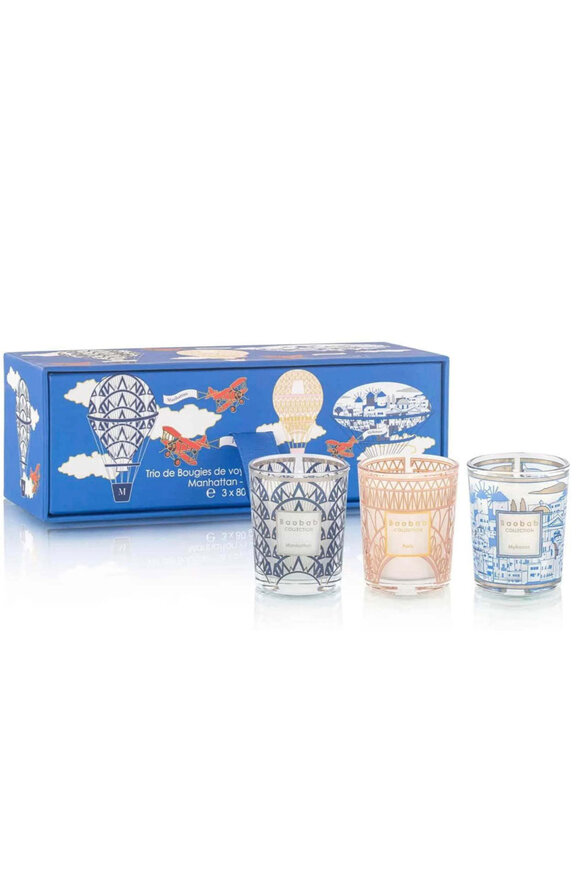 Baobab Candles Trio Travel Candles in Manhattan, Paris, & Mykonos