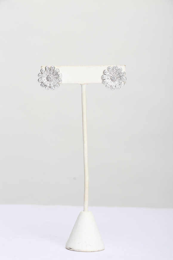 Nam Cho 18k White Gold Diamond Daisy Earrings