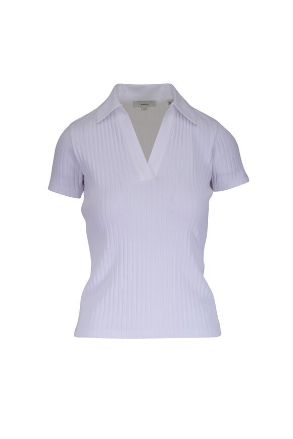 Vince White Ribbed Polo