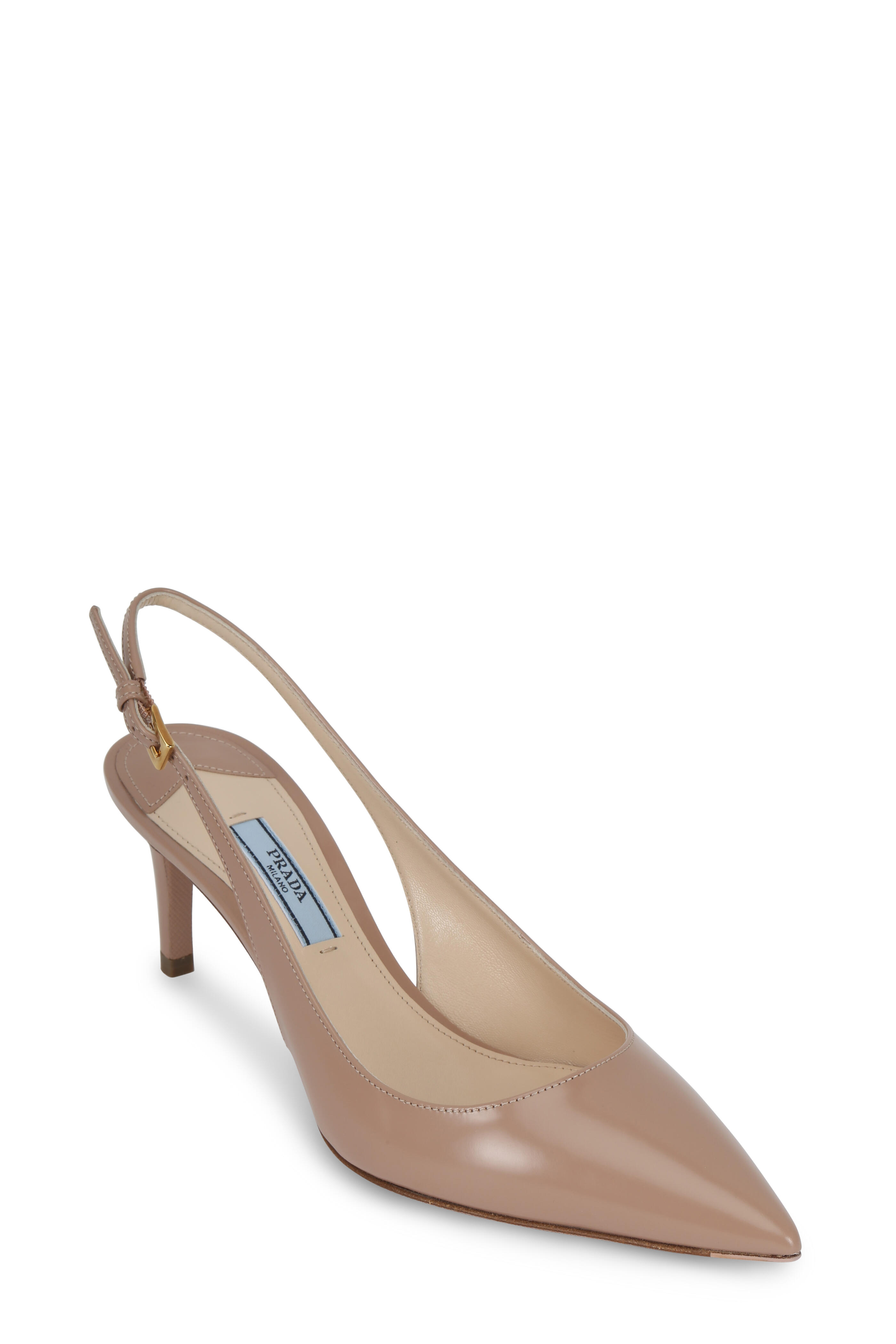 Prada - Nude Spazolatto Slingback Pumps, 65mm | Mitchell Stores