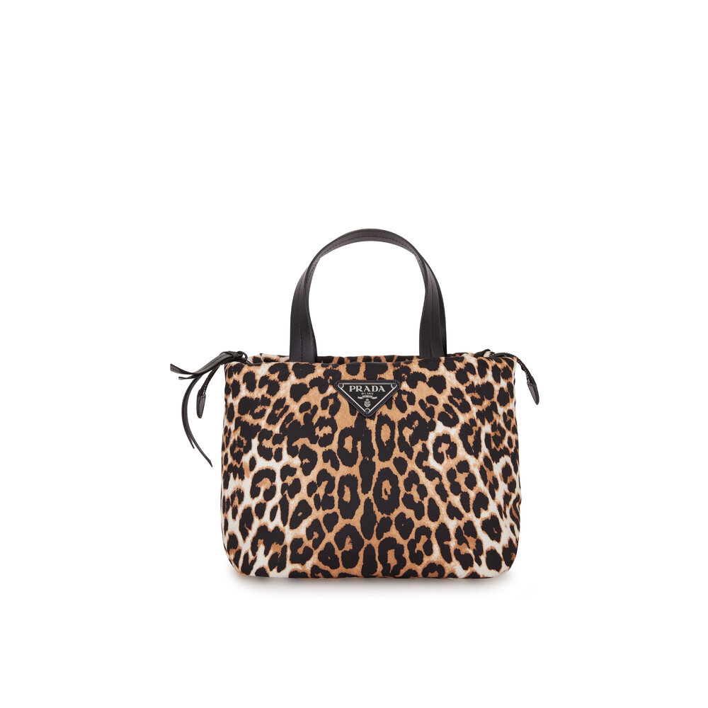 Prada - Leopard Nylon Top Handle Tote | Mitchell Stores