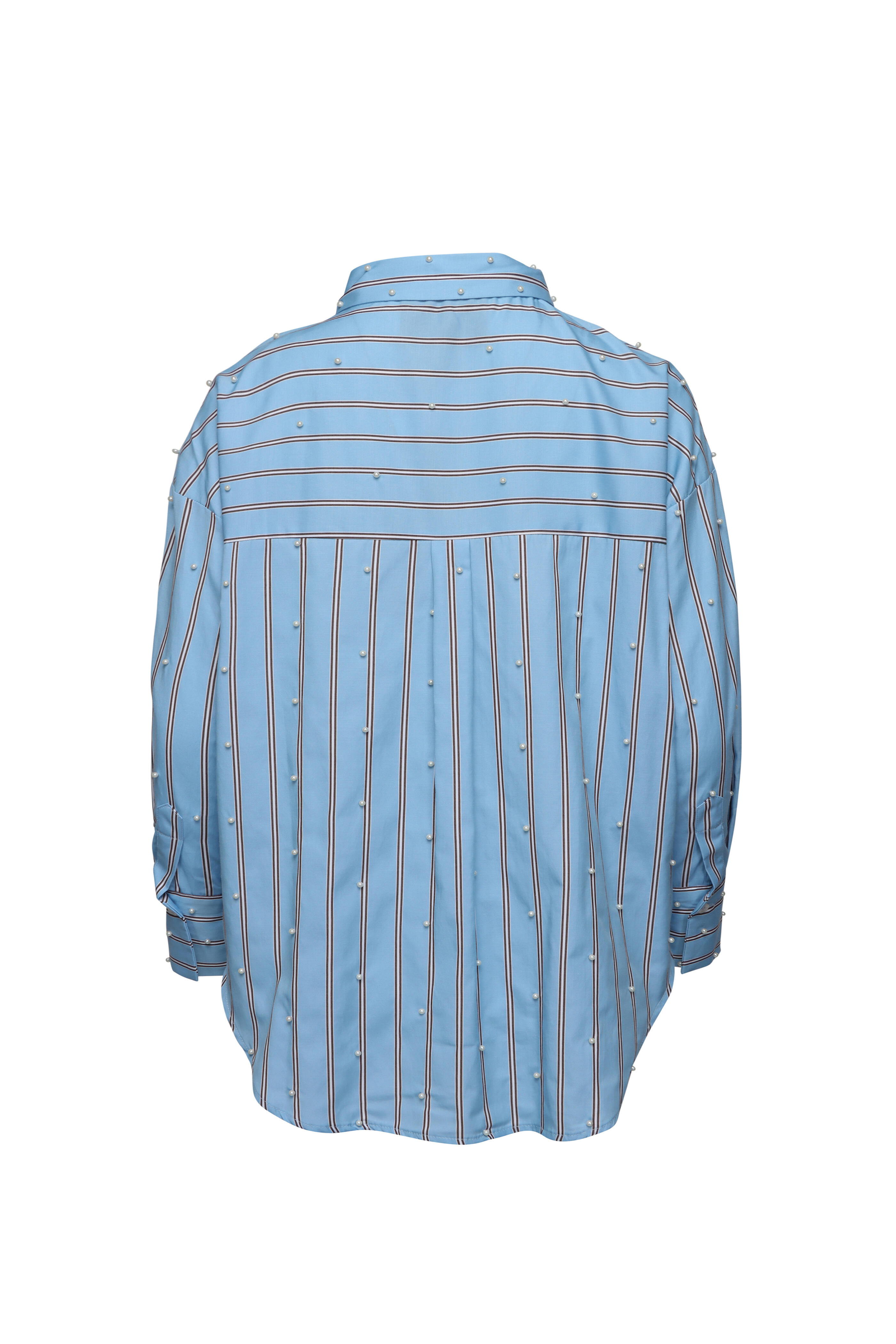 Theo The Label - Echo Pearly Retro Blue & Pearl Stripe Shirt