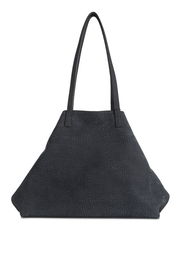 Akris - Ai Denim Blue Embossed Nubuck Suede Medium Tote