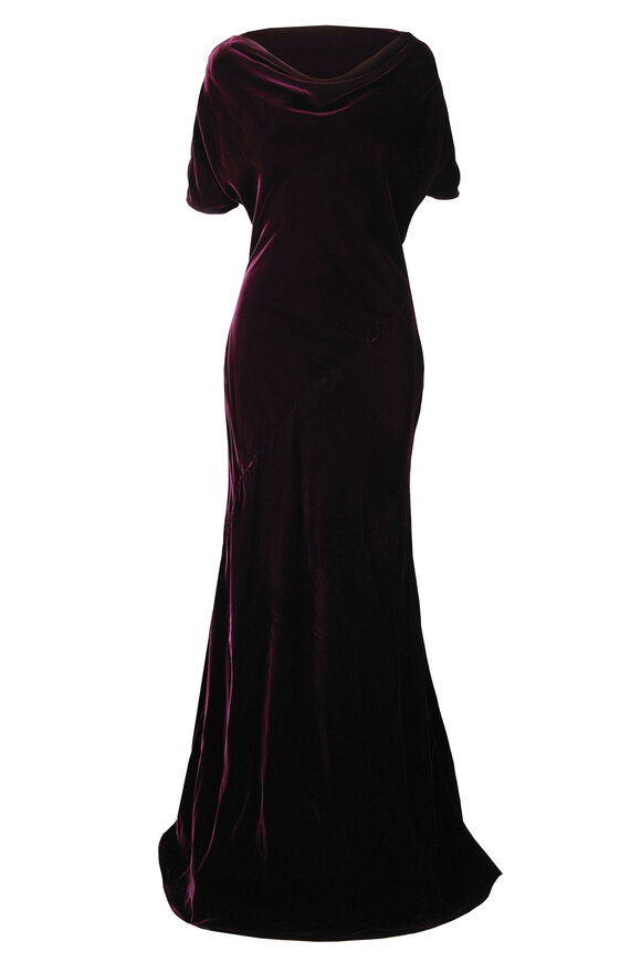 Kiton Velvet Bordeaux Cowl Neck Gown - view 1