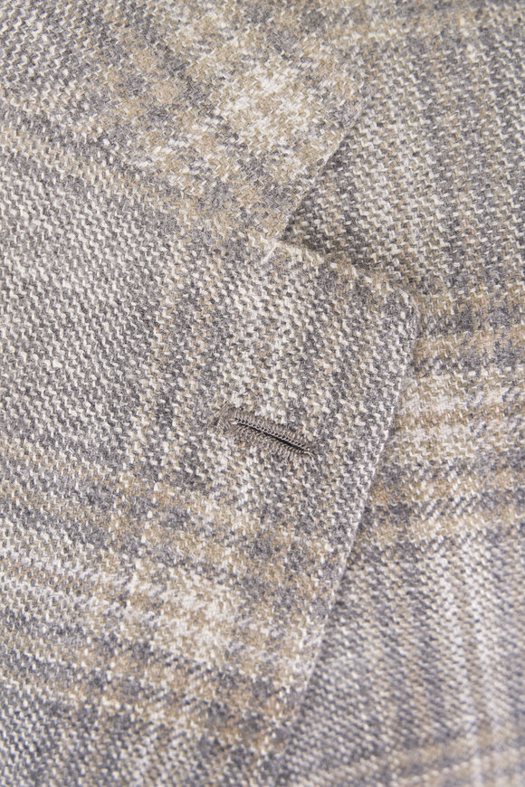 Kiton Gray & Tan Cashmere, Wool, Silk & Linen Sportcoat - view 3