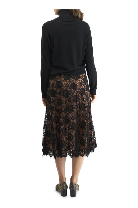 Michael Kors Collection - Dance Crushed Black Floral Lace Skirt 