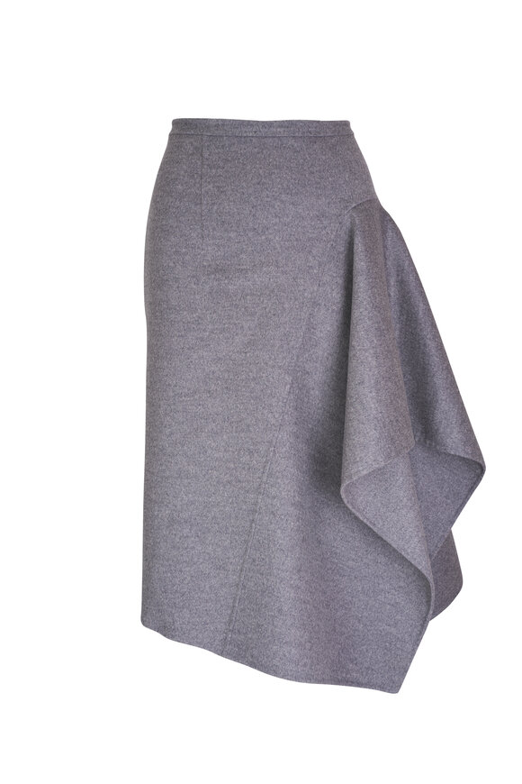 Michael Kors Collection Bankers Mélange Gray Handkerchief Drape Skirt 