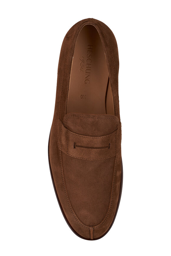 Heschung - Lilium Hydrovelours Brown Suede Penny Loafer