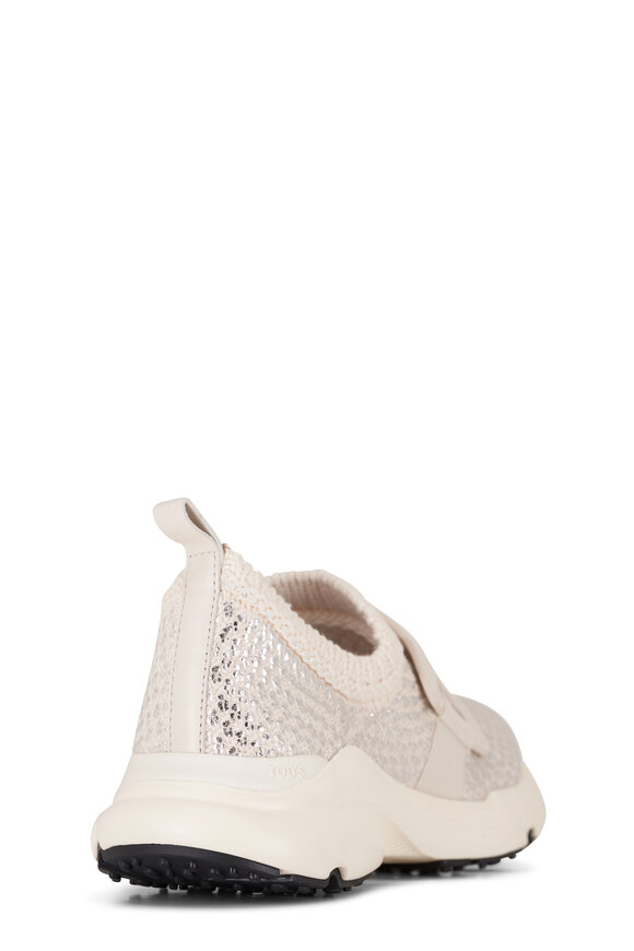 Tod's - White Metallic Lurex Wool Sneaker