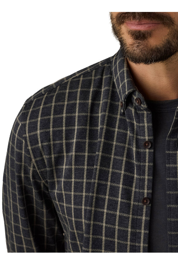 Faherty Brand Coastline Charcoal Gray Plaid Knit Sport Shirt - view 5