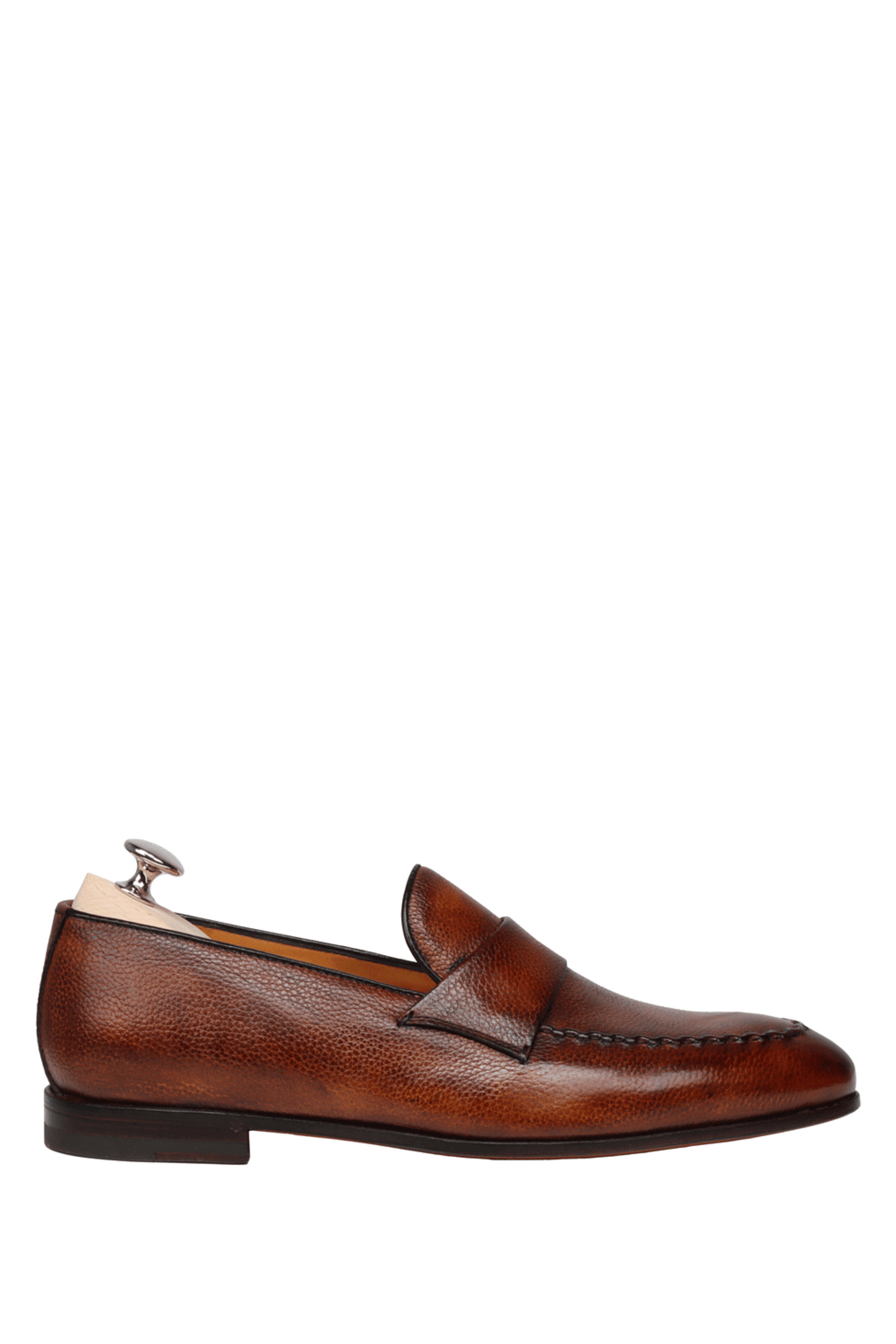 Bontoni - Brown Soft Grain S-Stitch Loafer