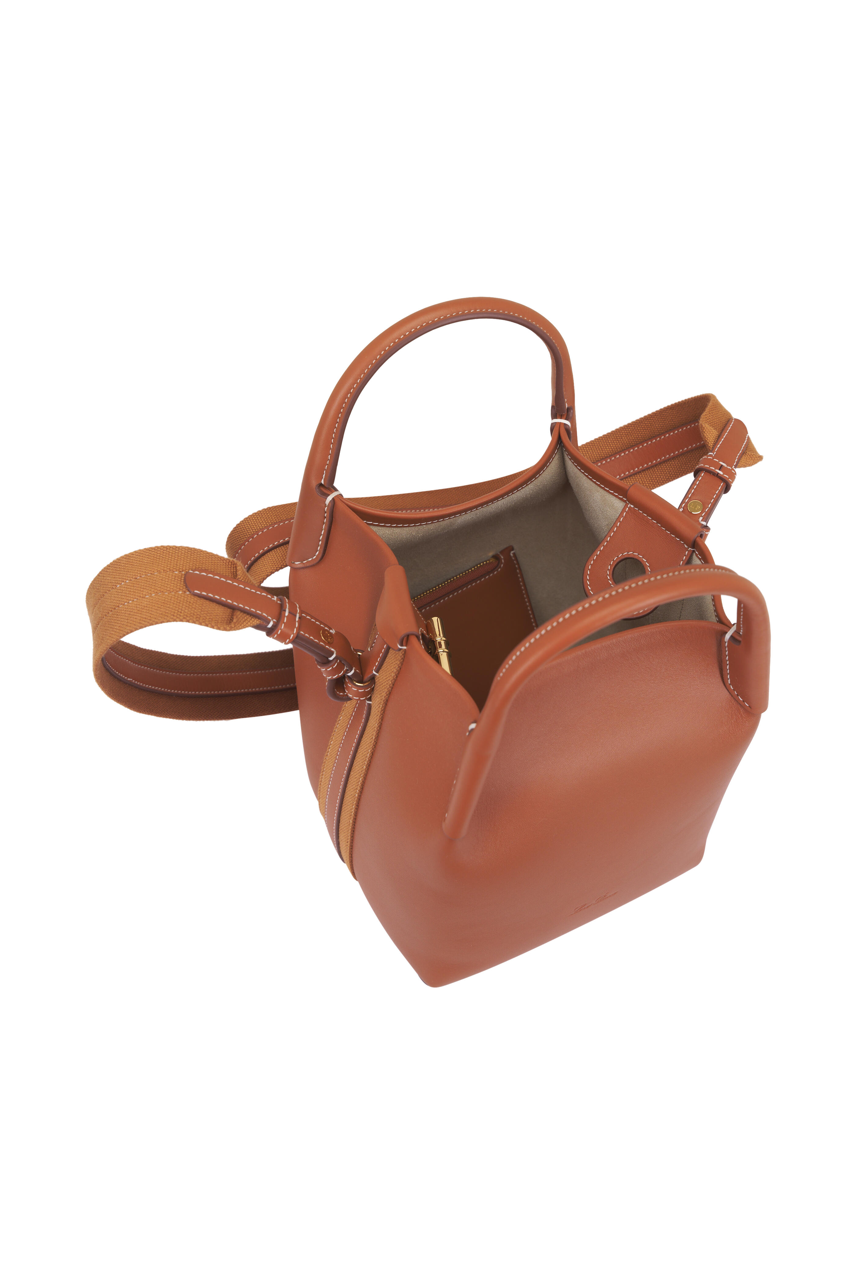 Loro Piana - Small Bale Tan & Sun Gold Leather Bucket Bag