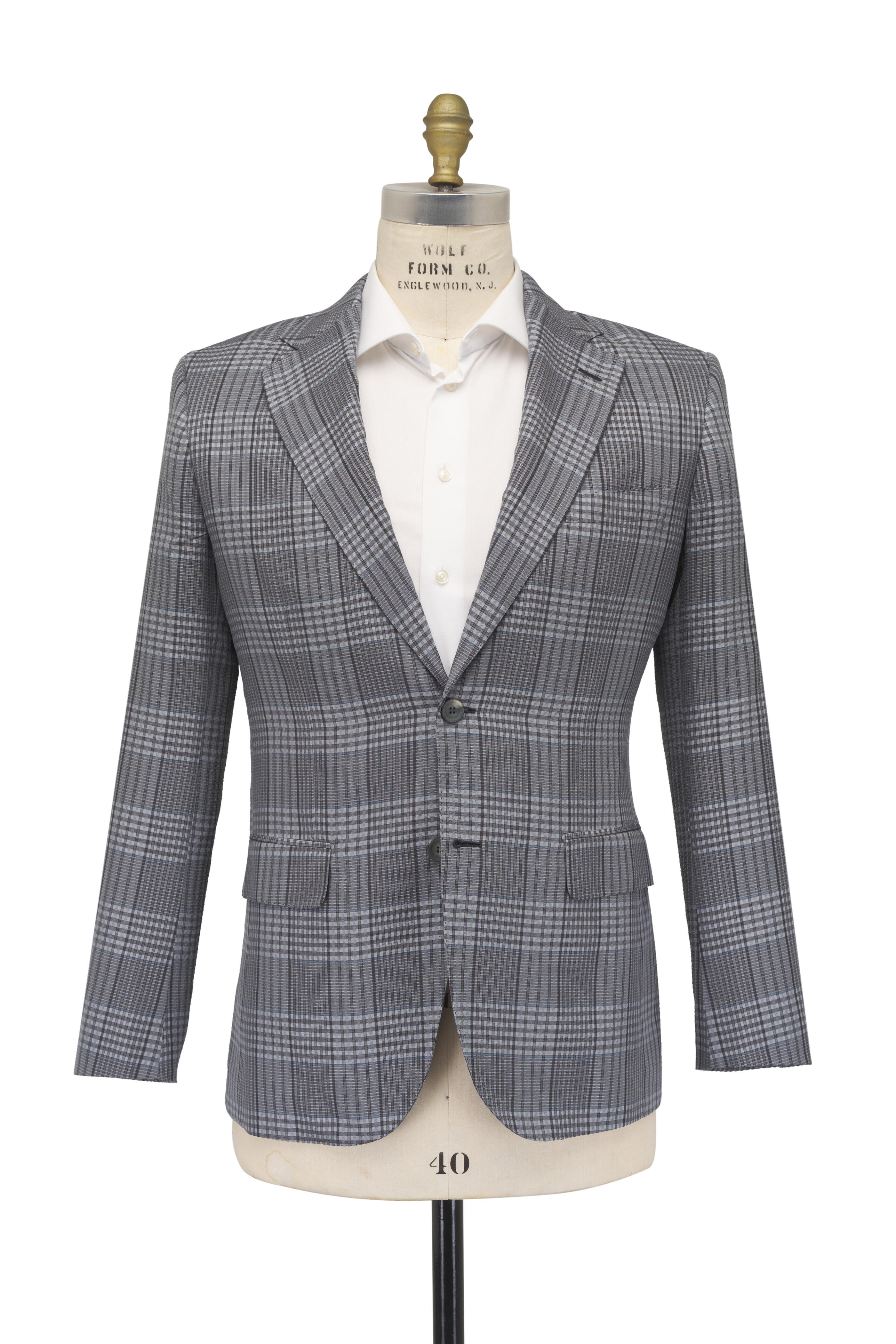 Brioni - Anthracite Plaid Silk Seersucker Sportcoat
