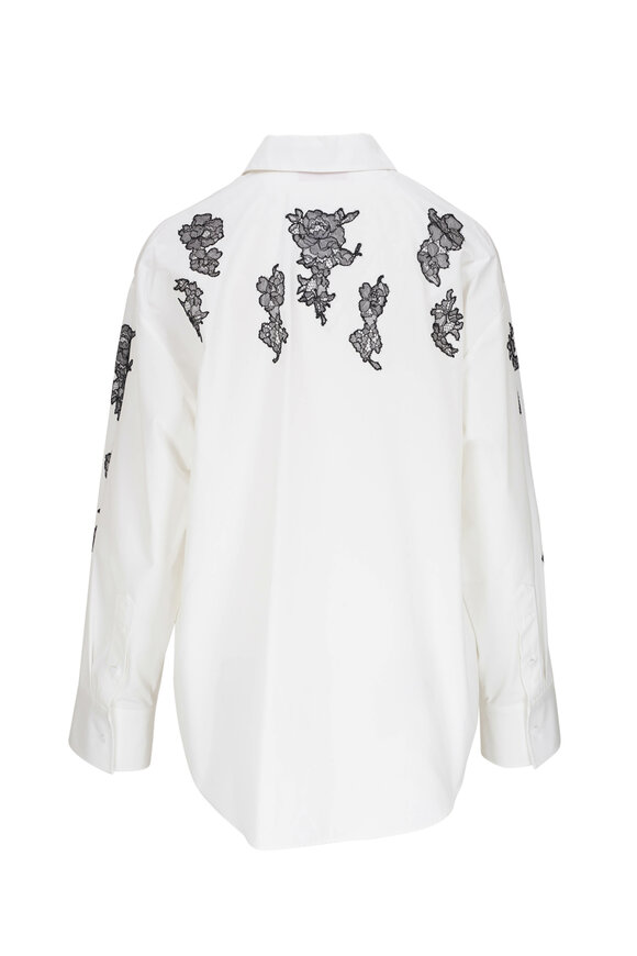 Valentino - White & Black Lace Cotton Poplin Blouse 