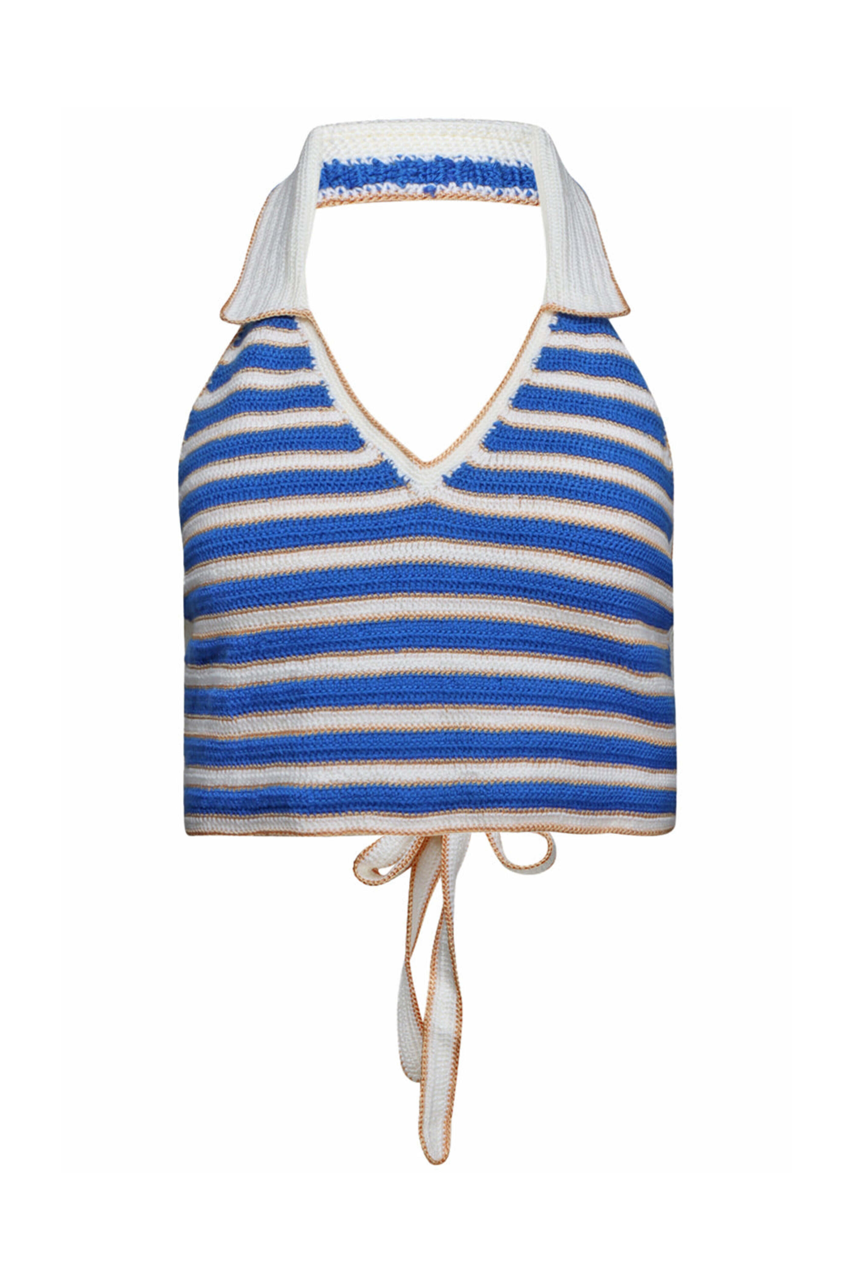 My Beachy Side - Navy Crochet Ali Halter Top