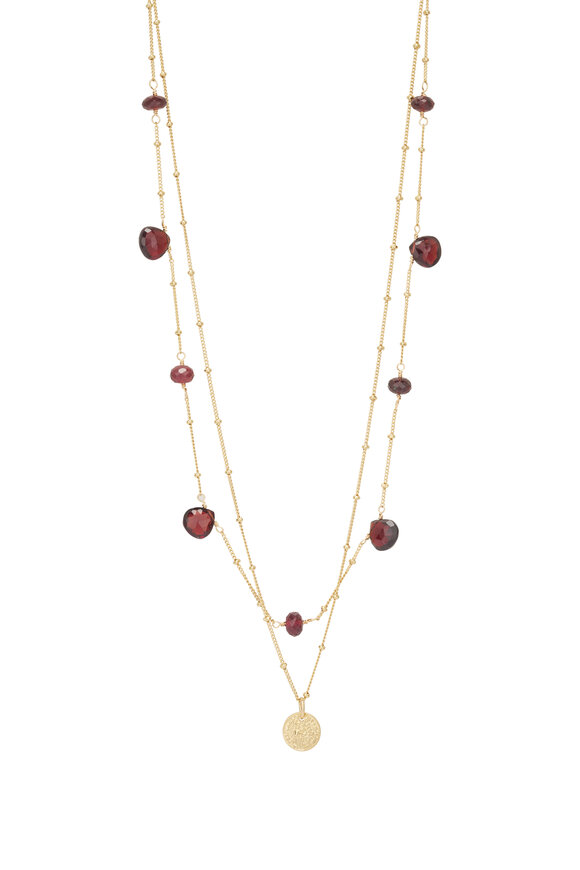 Cristina V. Delicate Maroon Garnet Disc Necklace - view 1