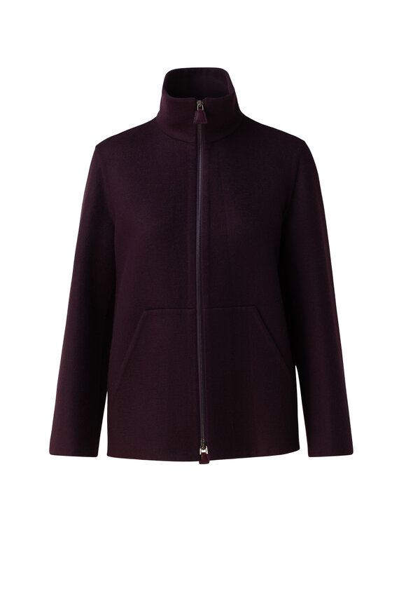 Akris - Plum Cashmere Stand Collar Jacket 