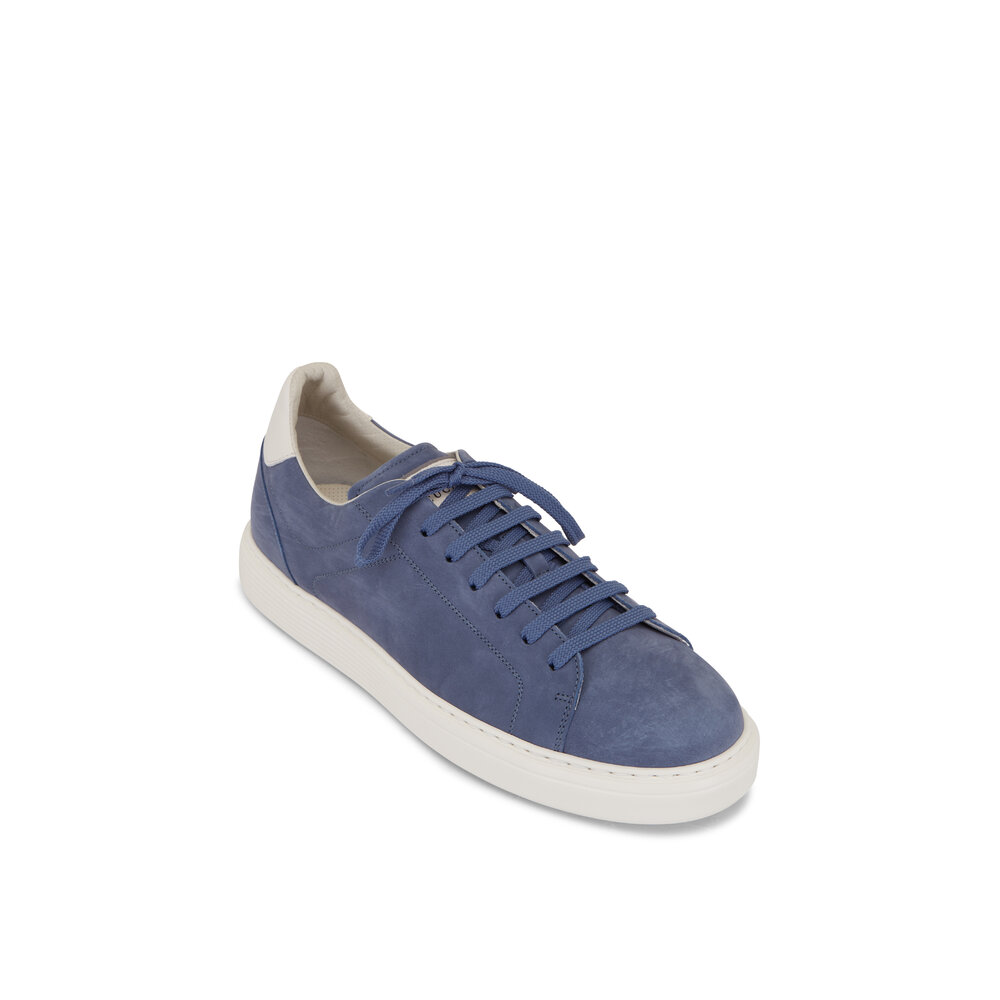 Brunello Cucinelli - Blue Nubuck Suede Sneaker | Mitchell Stores