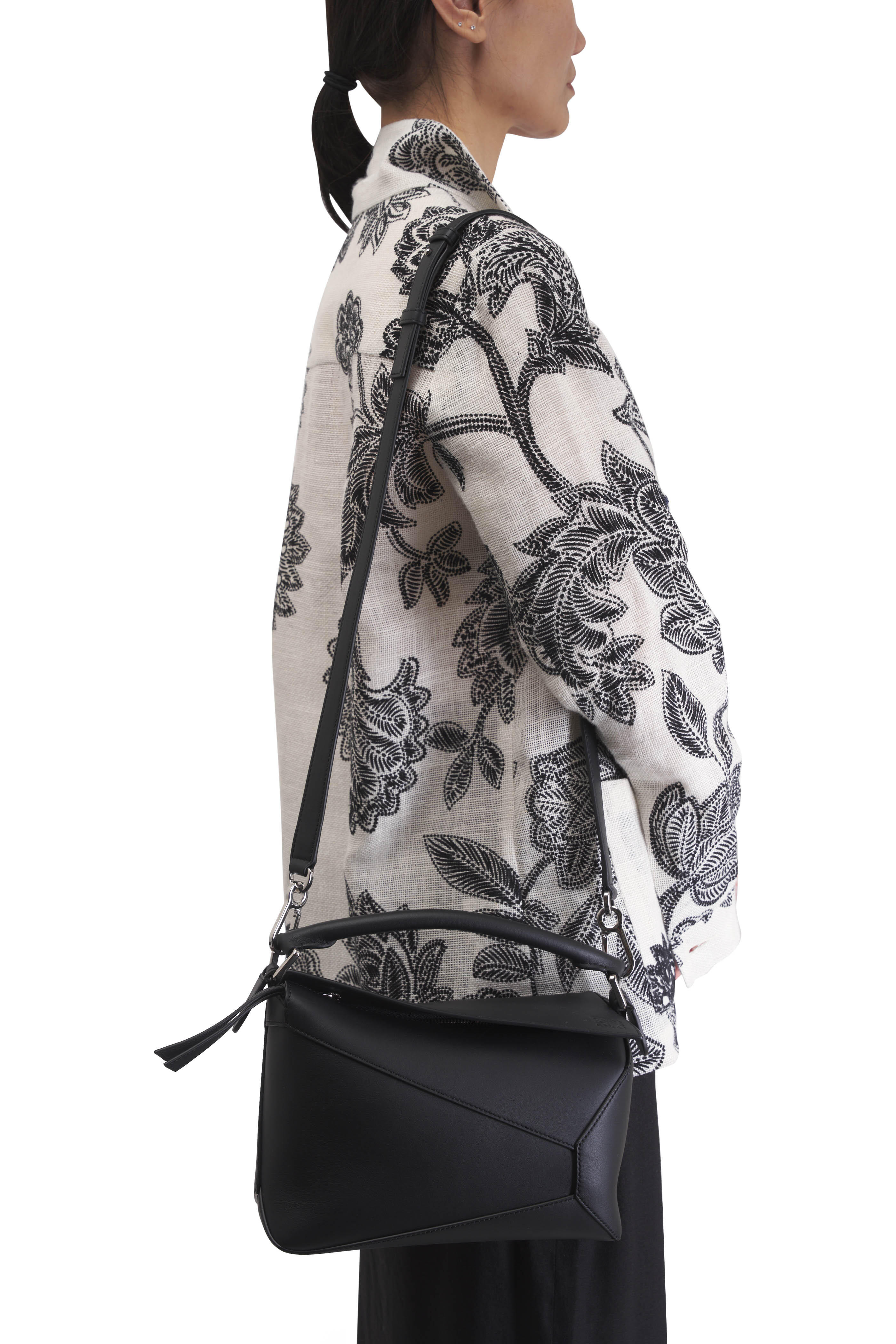 Loewe - Small Puzzle Edge Black Leather Shoulder Bag