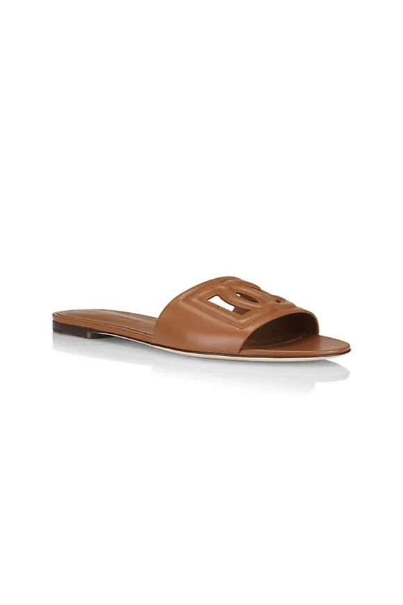 Dolce & Gabbana - Dolce & Gabbana Flat Slides in Light Brown