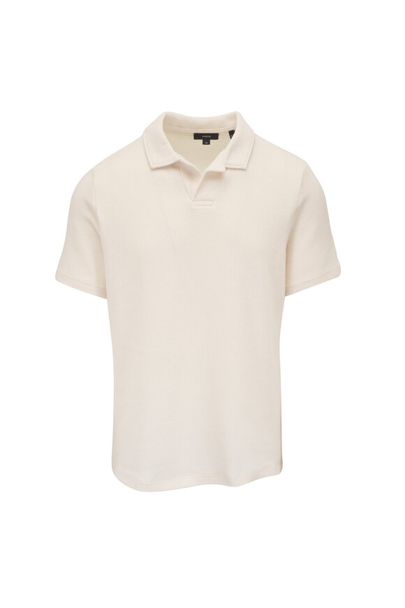 Vince Cream Honeycomb Johnny Collar Polo