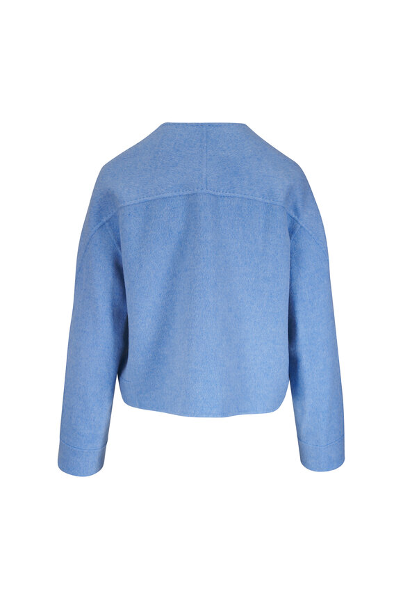 Lafayette 148 New York Coastal Blue Mélange Wool & Cashmere Short Jacket - view 2