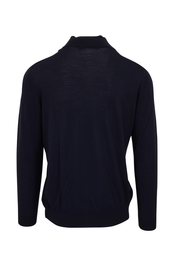 Kiton - Navy Wool Quarter Zip Pullover