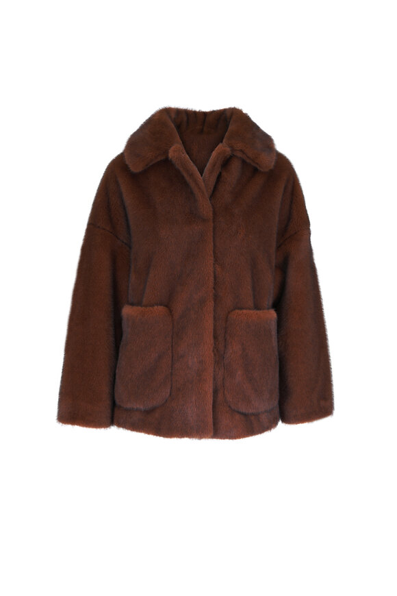 Herno Chocolate Mélange Faux Fur Jacket - view 1