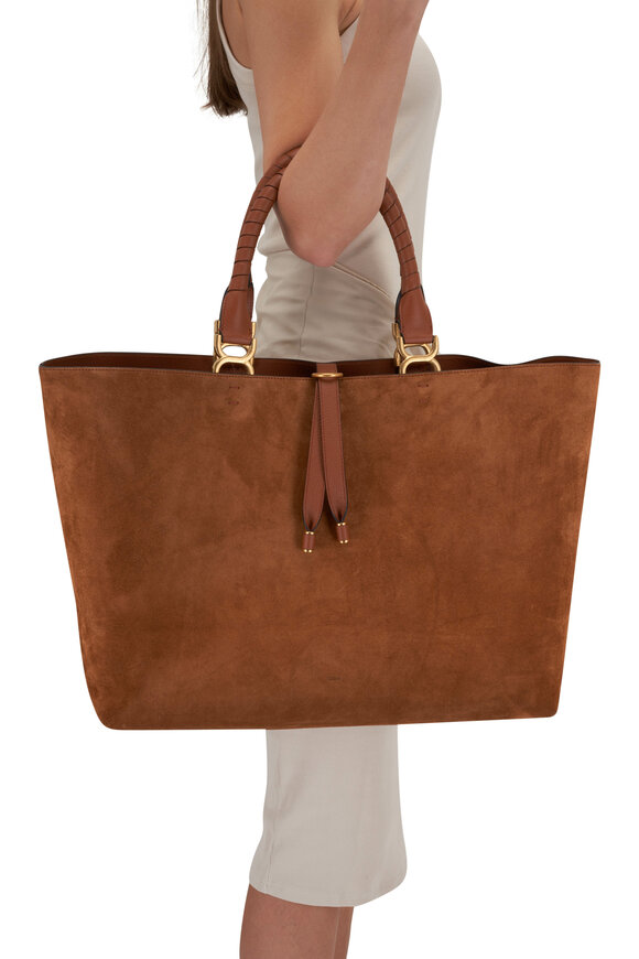 Chloé - Marcie Caramel Suede Large Tote Bag 