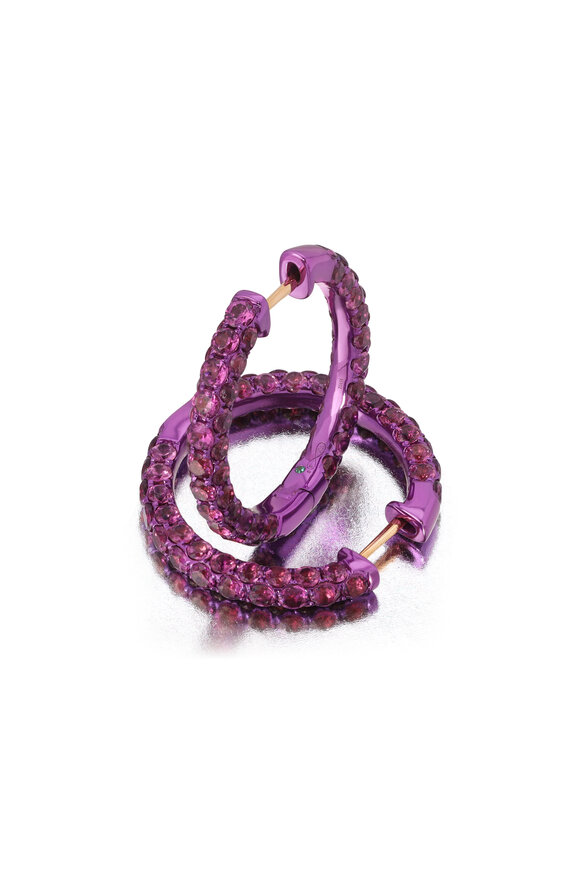 Graziela Gems - Rhodolite & Magenta Rhodium 3 Sided Hoops